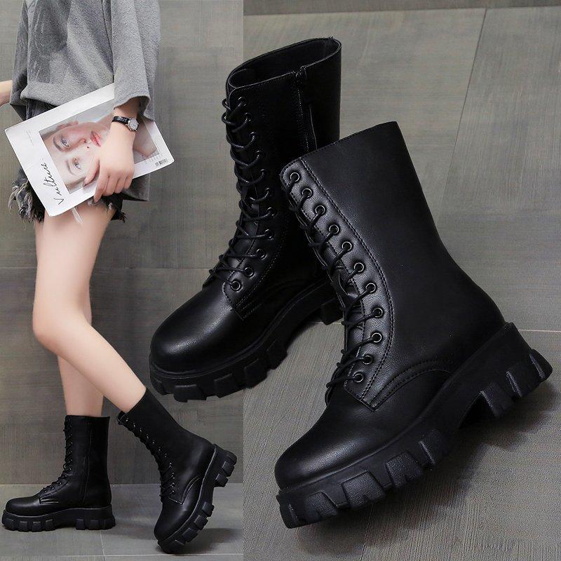 Women's boots autumn and winter new style British style thick soled short boots for women's fashion internet famous slim boots
