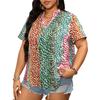 Sommermode für Damen in Übergröße mit Leopardenmuster und kurzen Ärmeln