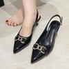 Fashion Women's Top Thin Heel Sandals Spring New Pointed Head Shallow Mouth Metal Chain Anti-slip Wear-resistant High Heels