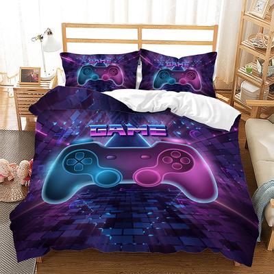 Juego de Funda Nórdica para Mando de Juego Estampado 3D con Botones Videojuego King Queen Tamaño Completo Cubierta de Edredón para Niños Adolescentes Juego de Cama de Poliéster
