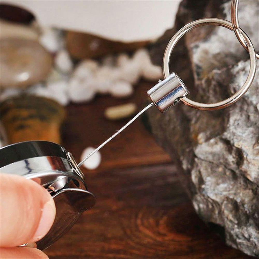 Clip Retractable Outdoor Tool Badge Reel High Resilience Alarm Key Ring Key Chain Steel Wire Rope