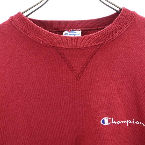 Champion Lata 90. Haft logo Bluza z długim rękawem M Czerwona Podszyta meszkiem Męska Używana