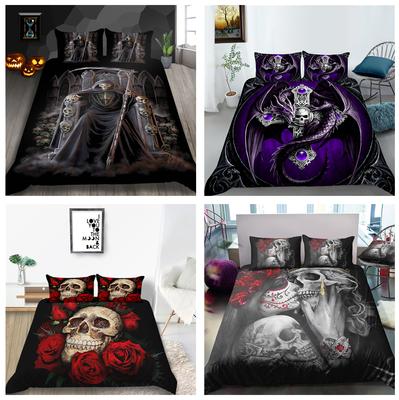 3D Skull Bedding Quilt and Pillowcase Bedding Set Australia/EU/US Single/double Bed Full Size Bedding Decoration