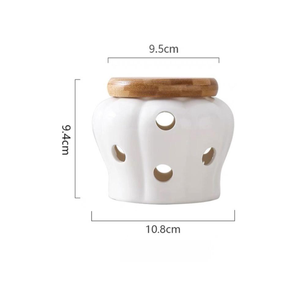 Ceramic Kitchen Storage Jar Pumpkin Shape Food Storage Ventilation Storage Tank with Lid Garlic Ginger Storage Spice Storage Jar