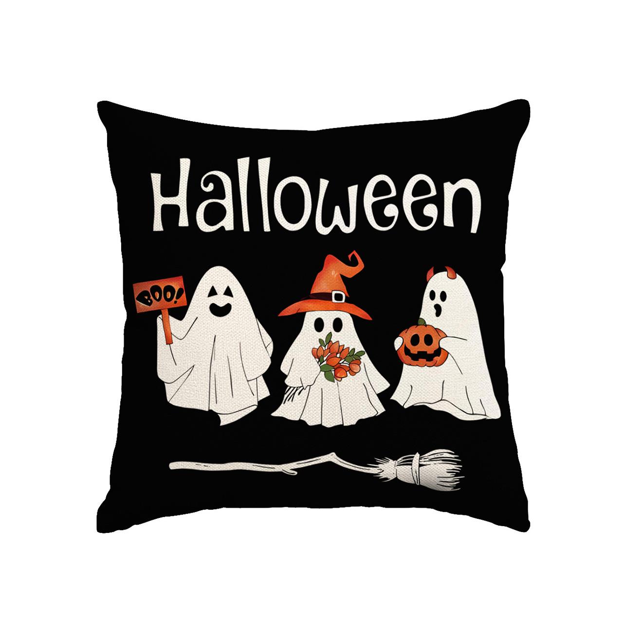 

Halloween Pillow Cover Pumpkin Skull Funny Ghost Cushion Cover Sofa Living Room Ornament Pillow Premium Durable 45 * 45cm [without core]