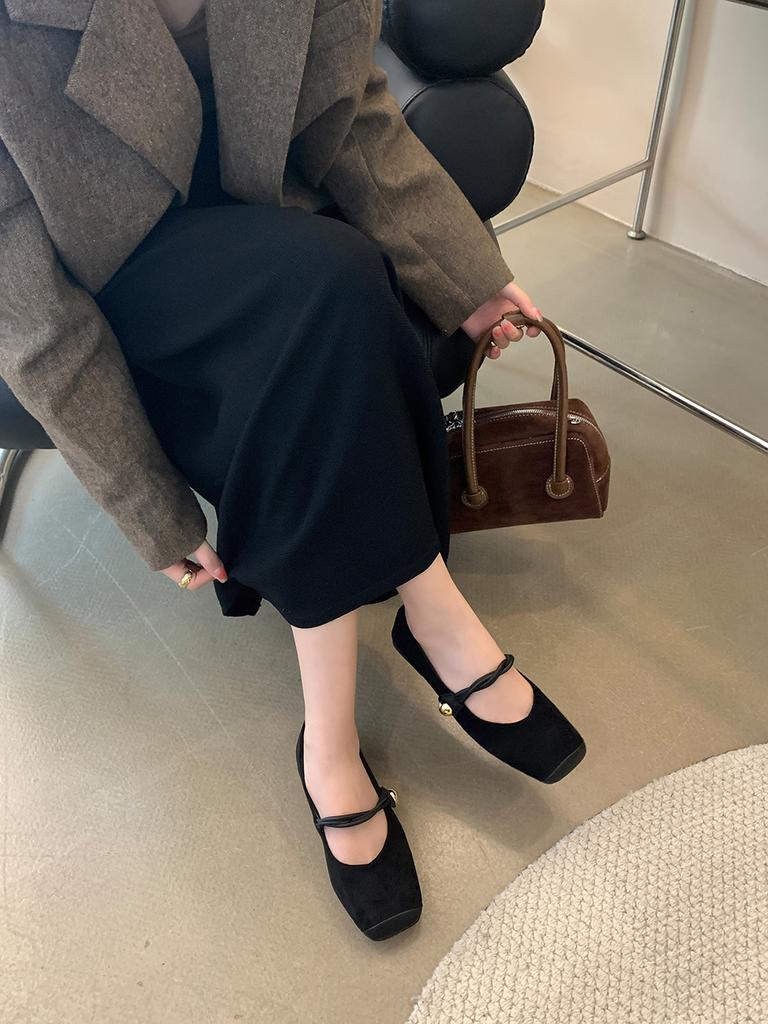 Fashion Square Toe Women Flats Loafers 2024 New Arrivals Dance Shoes Black Brown Green Belt Buckle Casual Mules Shoes Woman Size 35-39