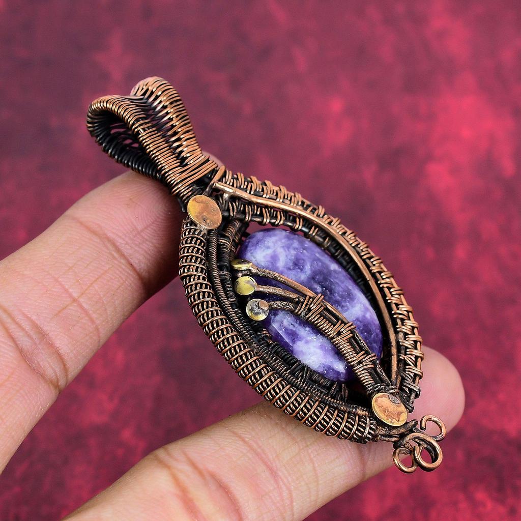 Lepidolite pendant copper wire wrapped pendant handmade copper jewelry gemstone pendant wire wrapped jewelry gifts for mom amazing pendant