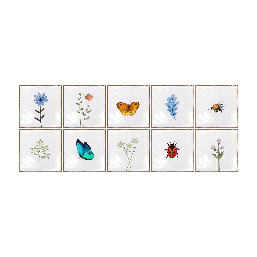 Retro Butterfly Hand-Painted Brick Beautiful Seam Sticker Wall Sticker Kitchen Bathroom Crystal Thickened Waterproof And Moisture-Proof Wallpaper Wall