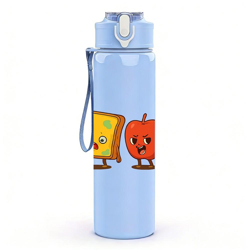 1PC Fruit Banana Cheese Print 750ml Color Plastic Sports Water Bottle Leakproof Flip Straw Lid Suitable for Sports Office Home Use