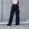 Fashion Loose Jeans Casual Work Pants Women Hip Hop Jeans Woman Cotton Trousers Big Pocket Women Clothes Blue/black/white Jeans
