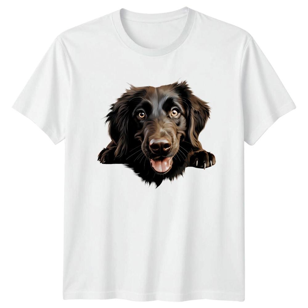 Cute FlatCoated Retriever Dog Portrait Graphic TShirt S