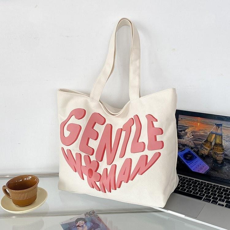 Модная Простая Черно-Белая Канвасная Сумка-Тоут Для Женщин Прочная и Универсальная белый