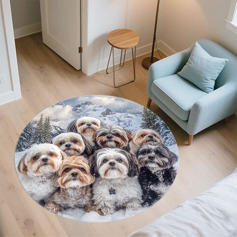 Shih Tzu pattern round rug,Carpet Rug for Living Room Bedroom Playroom ,Non-slip Floor Mat,Holiday Gifts and Birthday Gifts.