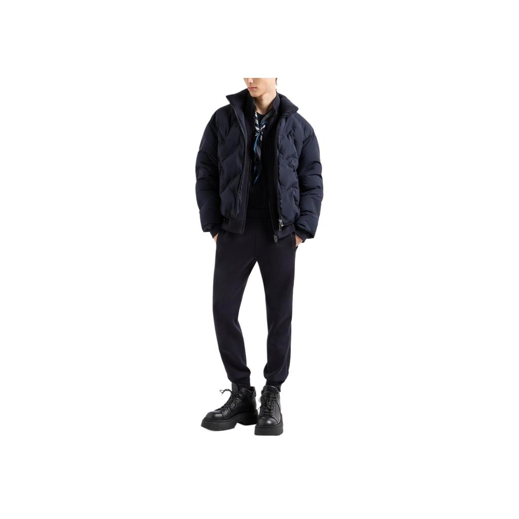 Emporio Armani Solid Color Elastic Waistband Tapered Knit Joggers Men Bottoms Navy-Blue 6D1PK3-1JHSZ-0920