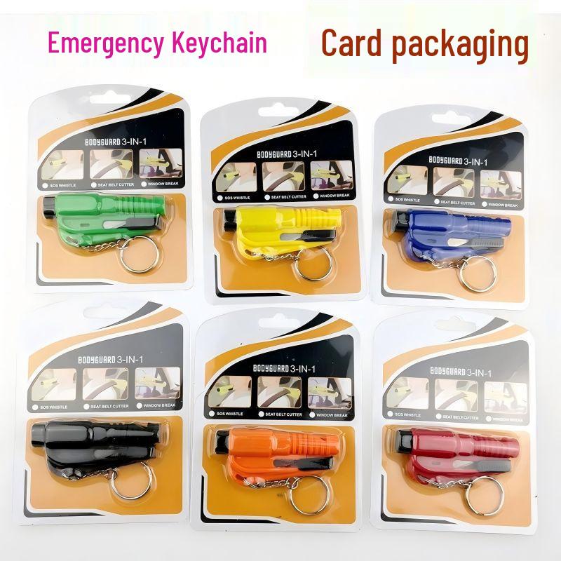 3-in-1 Safety Keychain: Window Breaker, Emergency Hammer, Whistle & Cutter