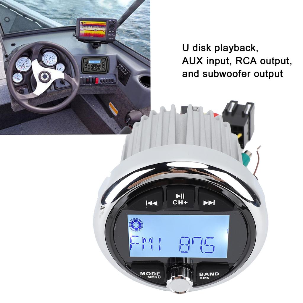 Marine Gauge Stereo Lossless Music Digital Media Receiver Dustproof Fast Charging Waterproof Anti Interference for Boat for RV