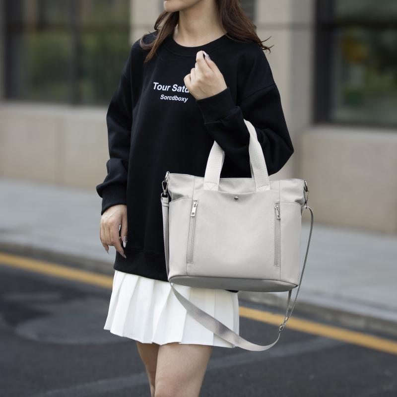 Women's Large Capacity Tote Bag Solid Color Shoulder Bag Water-Repellent Crossbody Bag