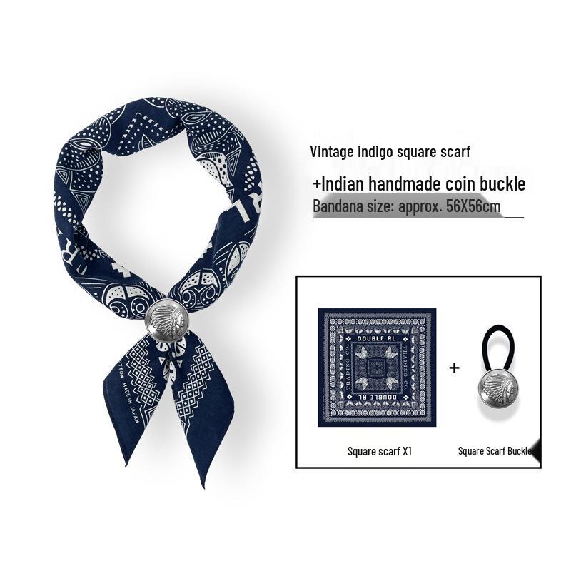 Men's Retro Japanese Indigo Bandana: Trendy Silk Scarf for Street Dance & Hip Hop
