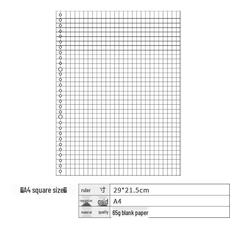 2021 A5 Loose-Leaf Planner Refill: Blank Grid & Lined Inner Pages, 6-Hole