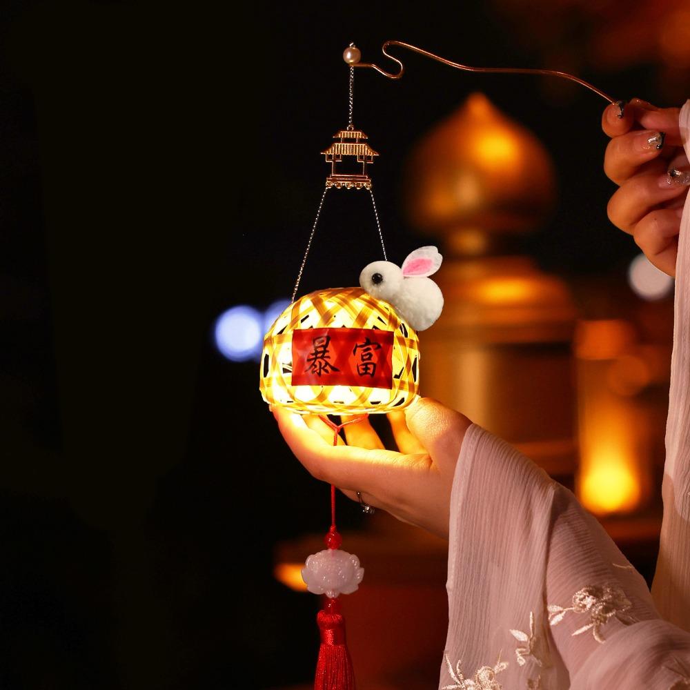 Luminous Mid-Autumn Festival Lantern Handmade Handcraft Rabbit Handheld Lantern Ancient Style Cartoon