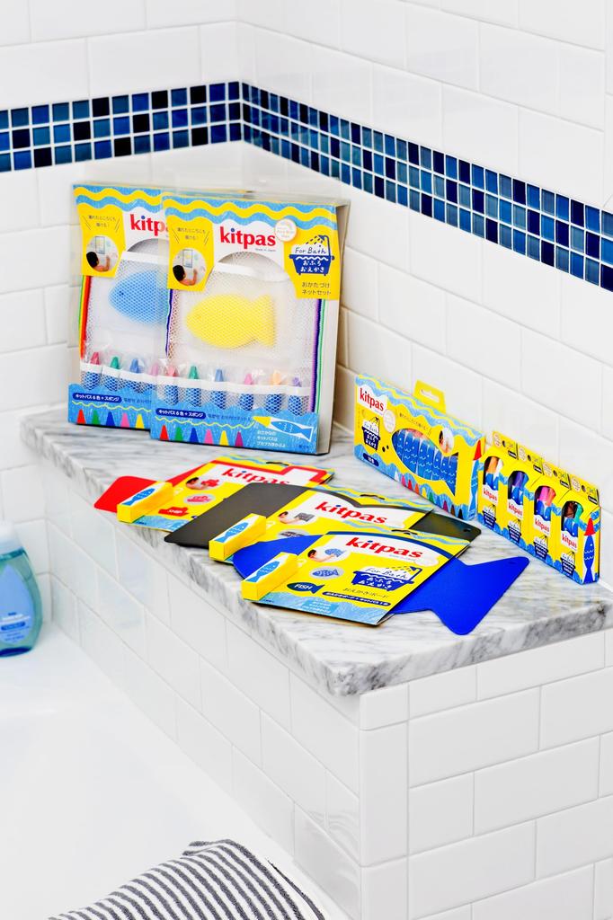 Kitpas Nippon Rikagaku Kitpas Four Bath Storage Net Blue Set, Sponge, FBNS-BU