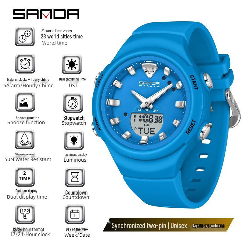 SANDA Dopamine Trend Waterproof Casual Wristwatch for Men and Women