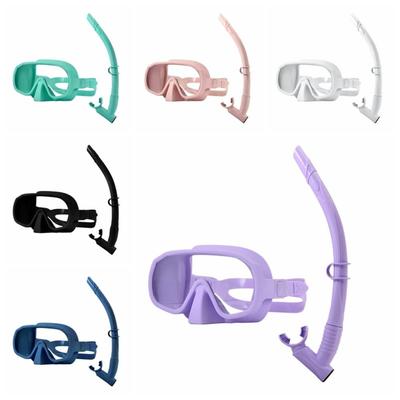 Soft Silicone Tempered Glass Swim Goggles Comfort Fit Scuba Diving Mask Wet Snorkel Set  Diving