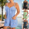 Damen Europäischer Stil Lässig Sommer Rückenfrei Kurz Träger Jumpsuit