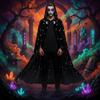 Tie Up Closure Star Moon Cape Soft Fabric Gothic Party Apparel Velvet Hooded Cloak  Fantasy Fans