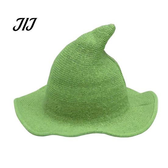 Witch Hat for Halloween Women Pointed Hat, Foldable Wide Brim Knitted Cap, Masquerade Party Prop Cosplay Autumn Winter, Themed Costume Accessory