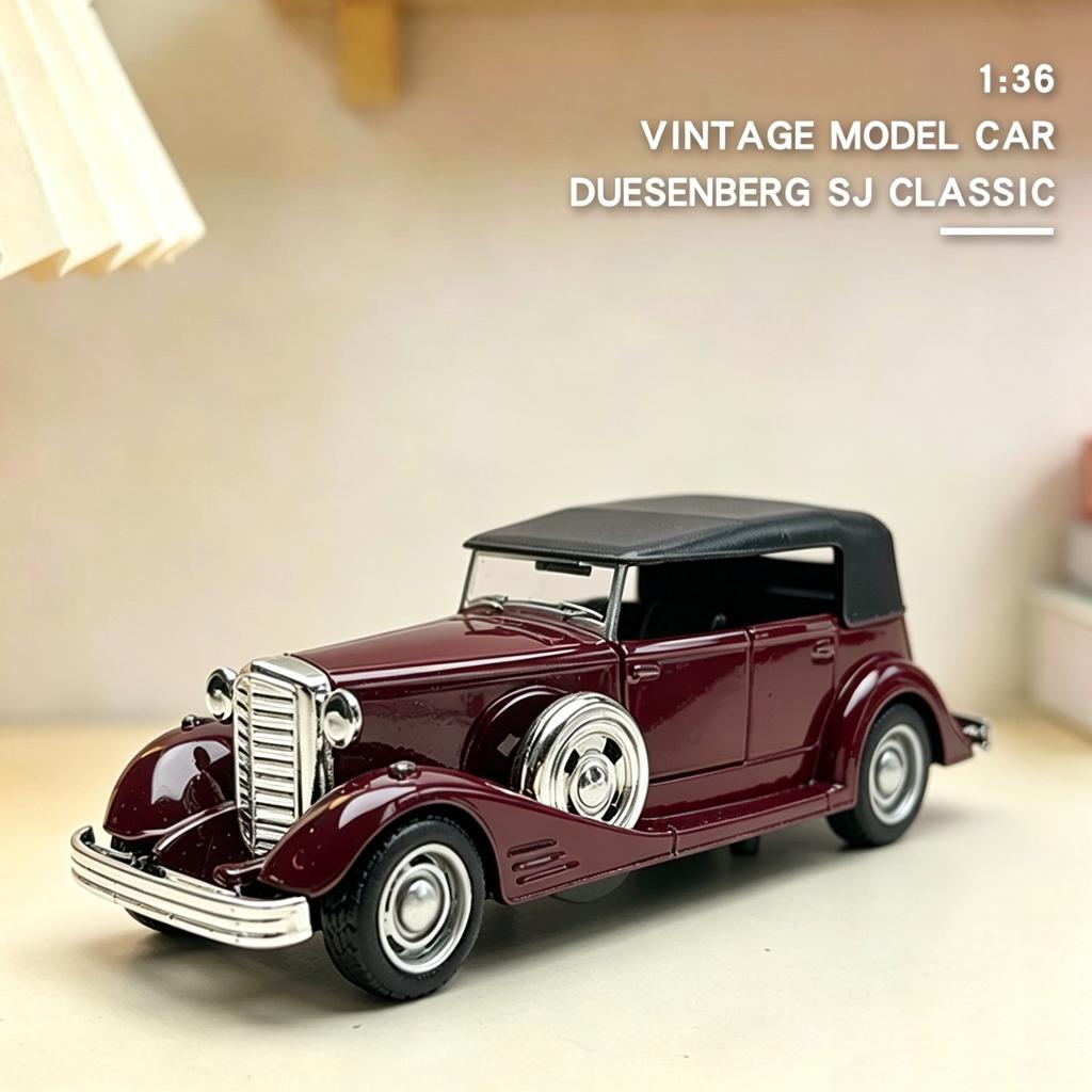 1:36 Alloy Duesenbeg SJ Die cast Vintage Car Model Classic Pull Back Car Miniature Vehicle Replica For Collection & Gift Display