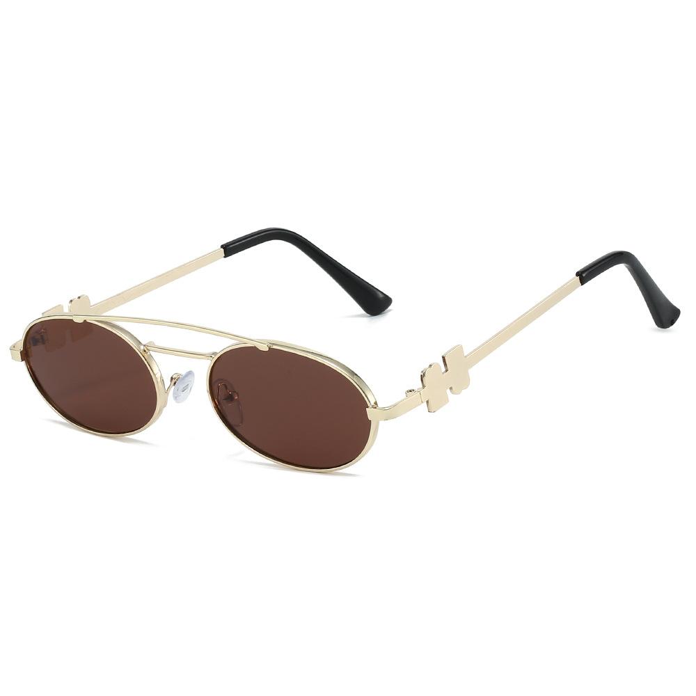 Retro Double Bridge Oval Women Sunglasses  Personalized Brand Frame Design Men Luxury Eyewear Uv400