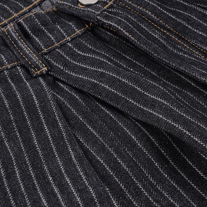 Herbst Retro Gestreifte Weite Jeans - Street Style Lockerer Schnitt