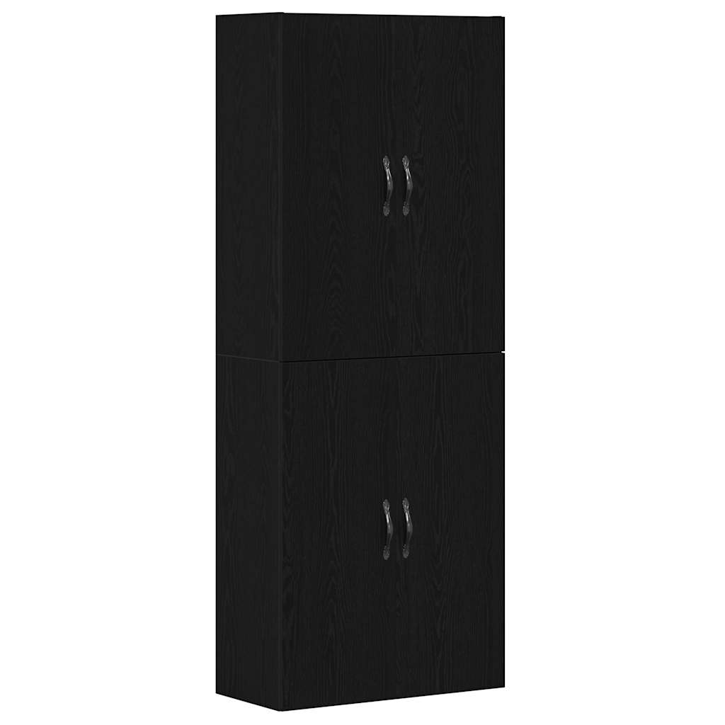 Wall Cabinet 2 Pcs Black Oak Effect 69.5 X 34 X 90 Cm