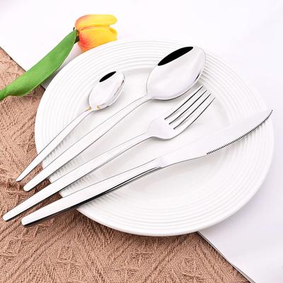 4pcs High-quality Mirror Dinnerware Set Silver Stainless Steel Tableware Set Reusable Knife Fork Spoon Dining Table Utensils