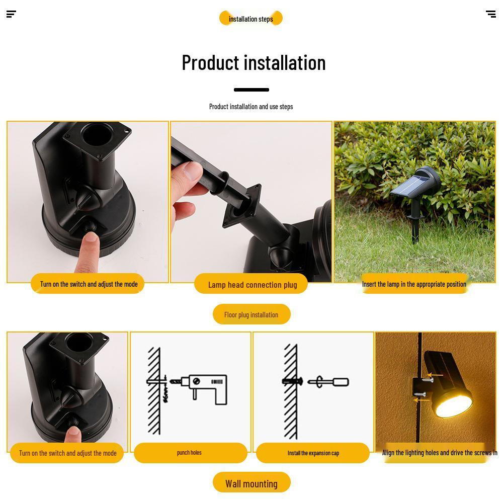 Solar Rainproof Lawn & Garden Spotlight: Outdoor Courtyard Decoration and Landscape Lighting.