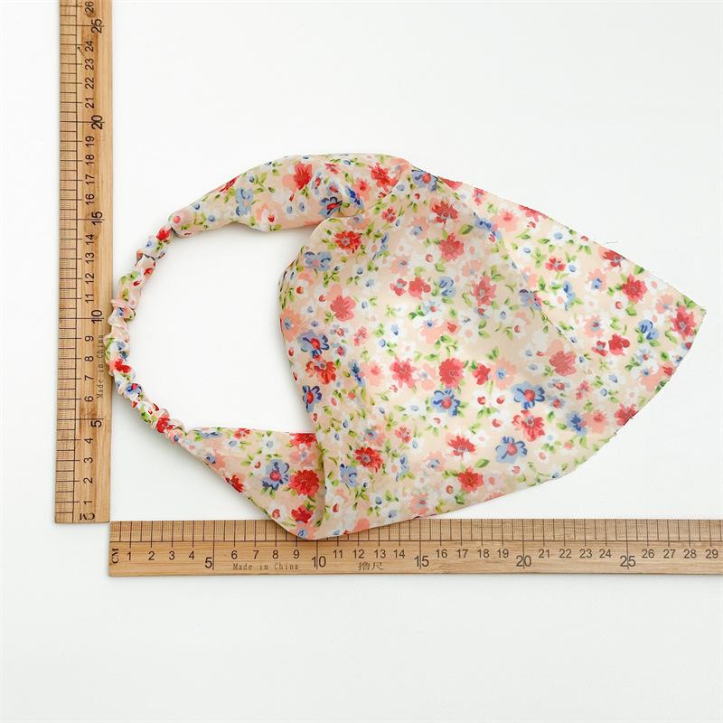 Floral Print Triangle Kerchief Headbands Elastic Back Bandana Style Hair Wraps Bohemia Garden Party Headwear For Women
