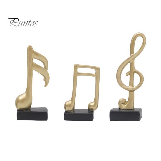 Home Office Music Decor 3Pcs Minimalist Note Resin Sculpture, Treble Clef & Eighth Quarter Desk Stable Base for Piano Room Living Room, Matte