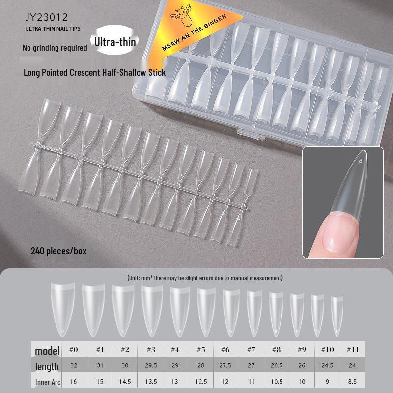 Dual-Use Seamless Transparent Frosted Nail Tips - Extendable Flat/Arc Design