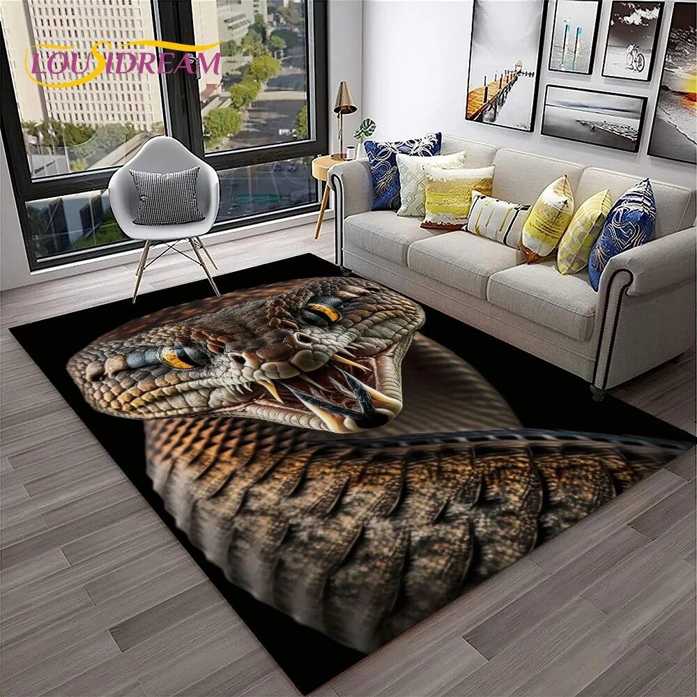 Gothic Serpent Viper 3D Python Snake Carpet Rug for Home Living Room Bedroom Sofa Doormat Decor,kids Area Rug Non-slip Floor Mat