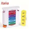 [Printed In Italy] Weekly Pill Organizer, 7 Stackable Compartments Four Times-a-Day - Morning, Noon, Evening, and Bedtime