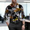 Men's shirt retro fashion printed shirt slim fit business commuting long sleeved shirt spring and autumn trendy casual men's top