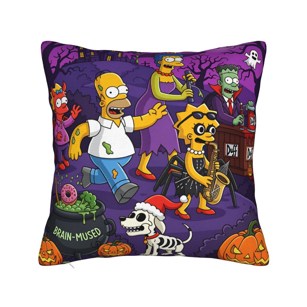 Pillow Cover SSimpsons Spooky Springfield Shenanigans Halloween Novelty Pillow Case For Couch Sofa Bedroom Pillowcases