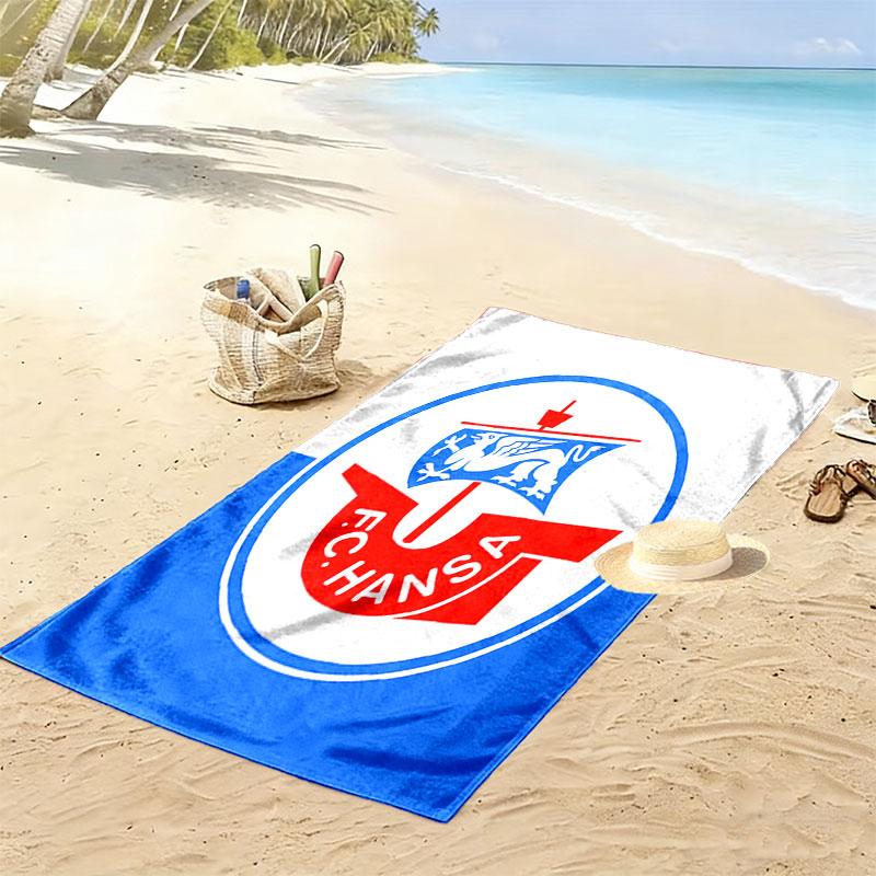 FC Hansa Print Strandtuch, Großes Weiches Schnelltrocknendes Handtuch für Strand Camping Schwimmen