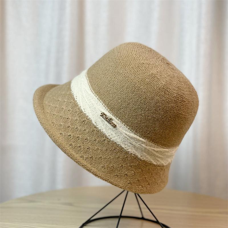 Fashion Bucket Hat Women's Knitted Bucket Hat Autumn and Winter Top Hat