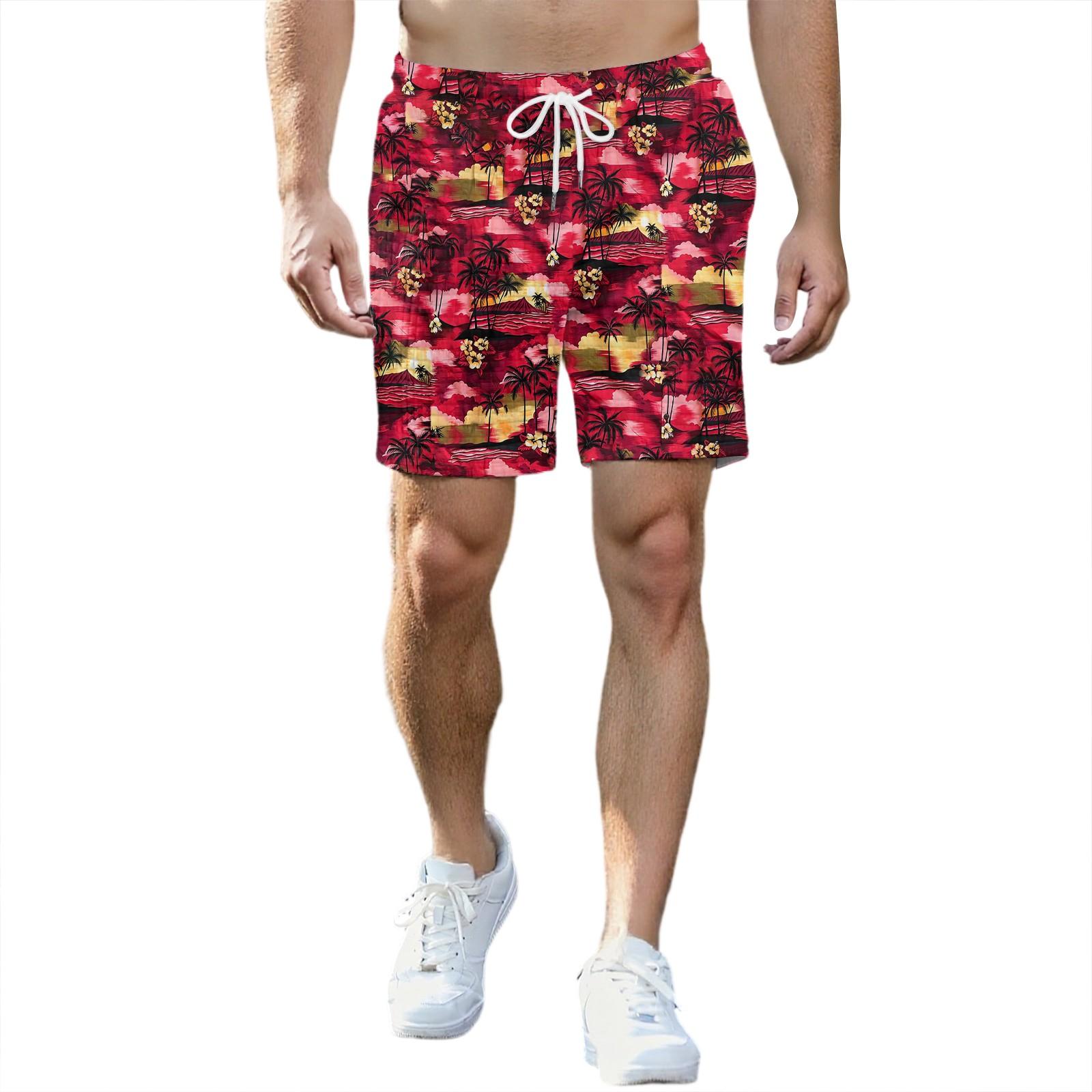 

Мужские модные спортивные шорты с принтом, эластичный пояс, карманы, спортивные шорты XXL красный