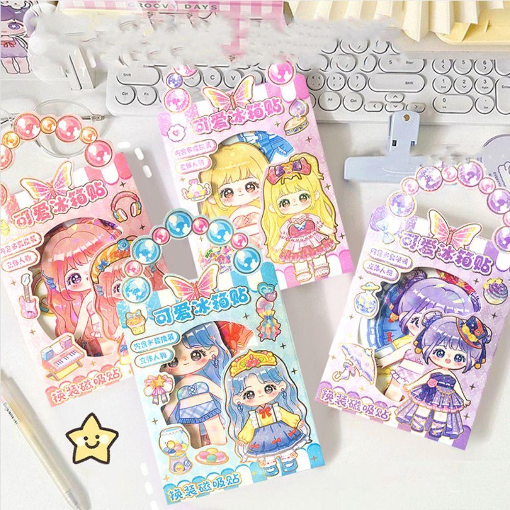 

Magnetic attraction Dress Up Stickers Reusable Sticker Book New Girls Sticker Book Set Girls D