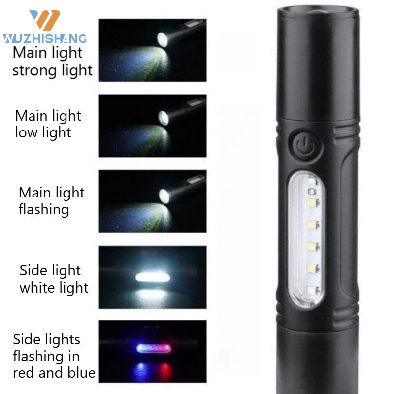 Rechargeable Zoom LED Flashlight Small Flash Light Torch Lantern 3 Lighting Modes Portable Camping Light Mini Led Flashlight