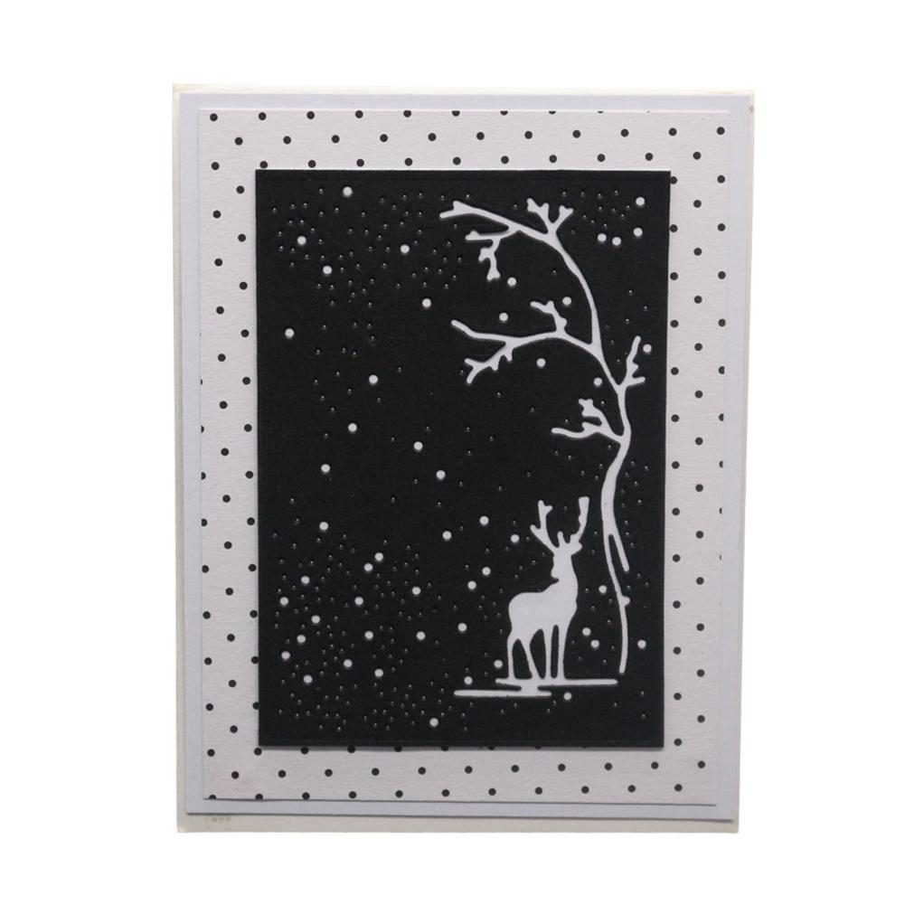 Deer Frame Under the Starry Sky Metal Silvery Stencil Embossing Cutting Dies For Diy Scrapbooking Paper Album Cards Making