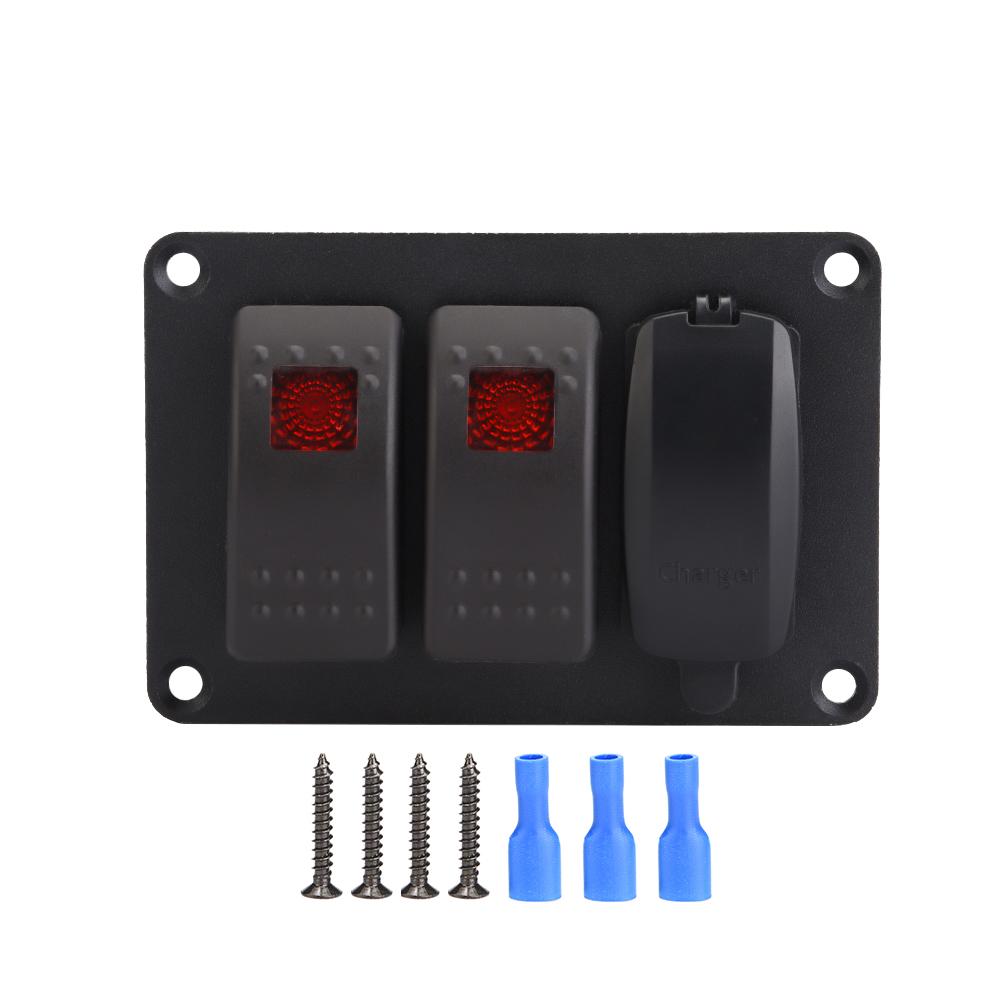 

Motorcycle ATV 2 Single Light Panle 3.4A Car With 45 Pattern Stickers Red Lamp